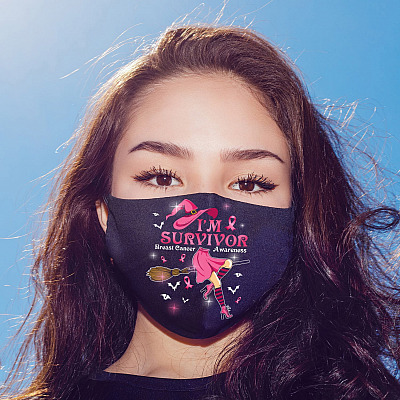 Alternative view of Witch I’m Survivor Breast Cancer Washable Reusable Custom Printed Cloth Face Mask Cover
