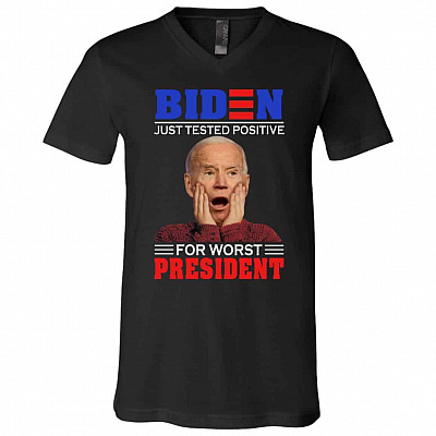 Biden Just Tested Tshirt, Black, V-Neck T-Shirt