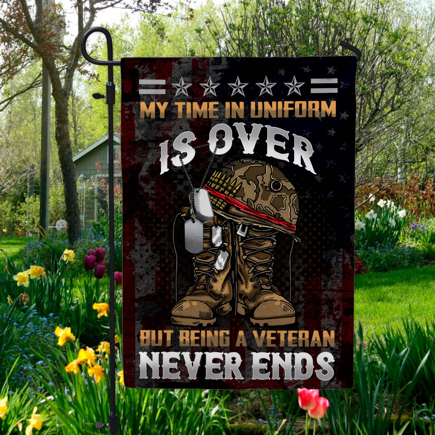9VT. Veteran My Time In Uniform Garden Flag Mockup 5