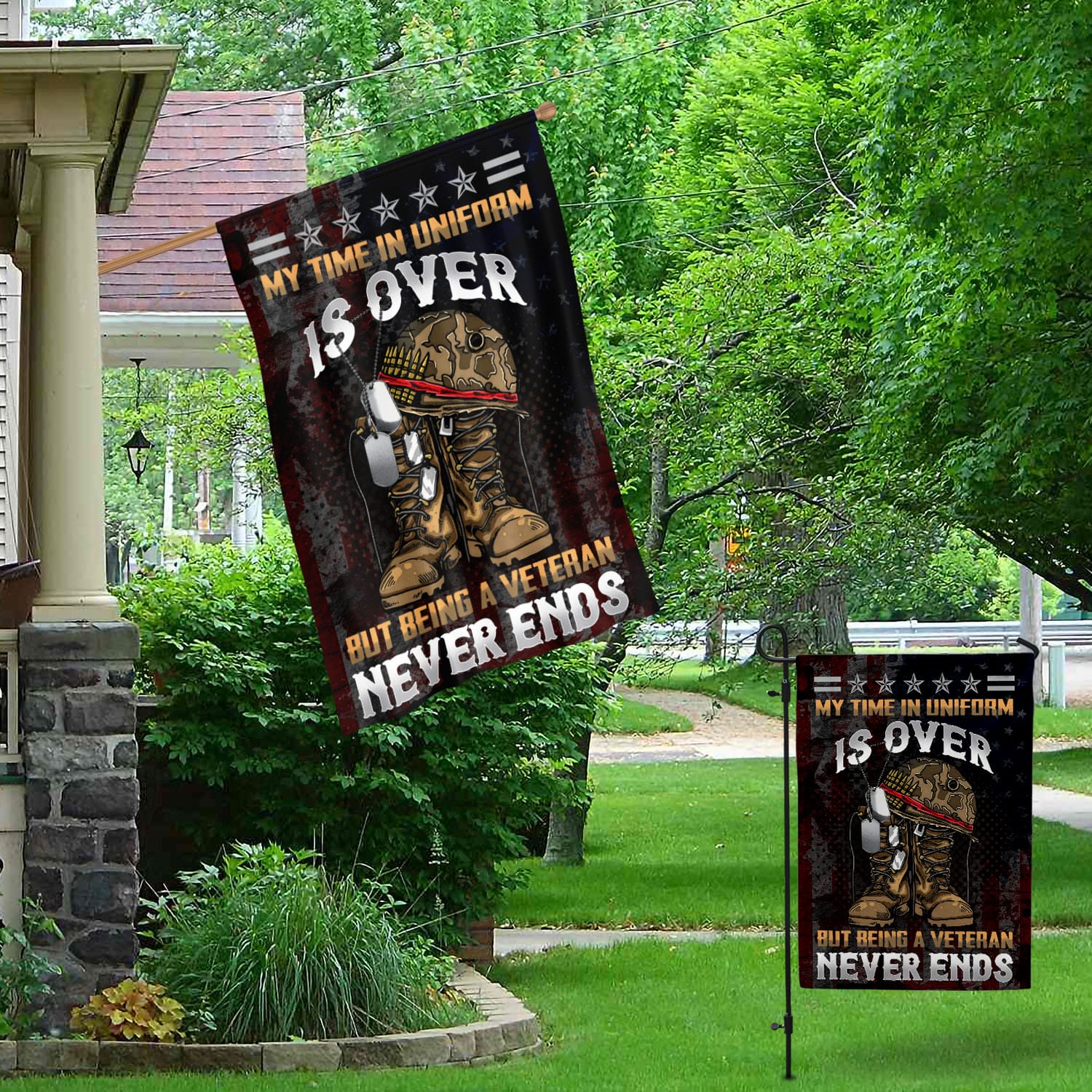 9VT. Veteran My Time In Uniform Garden & House Mockup 1