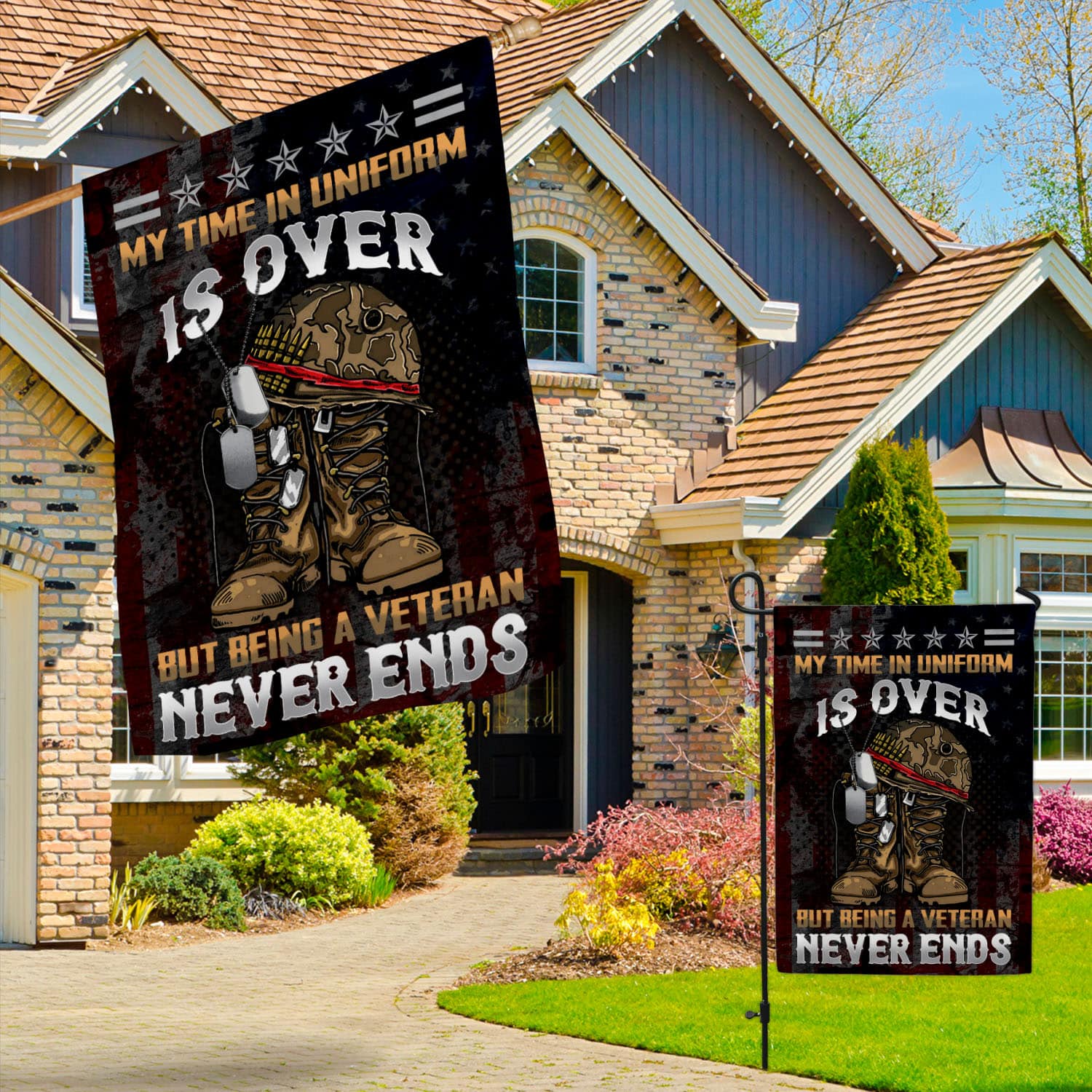 9VT. Veteran My Time In Uniform Garden & House Mockup 3