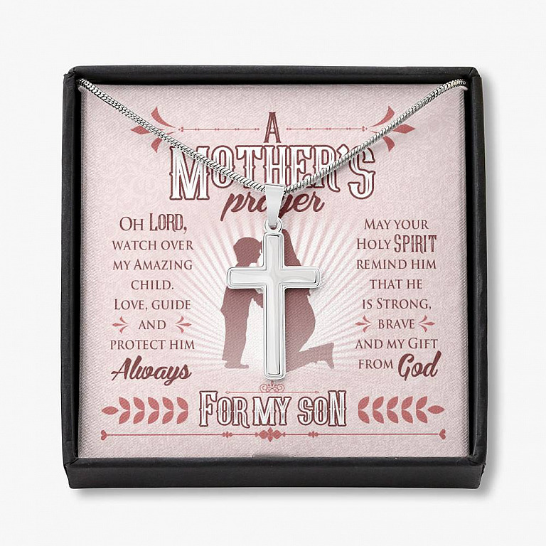 A Mother's Prayer Oh Lord Watch Over My Amazing Child Love Guide And Protect Him Artisan Crafted Cross Necklace - Artisan Crafted Cross Necklace