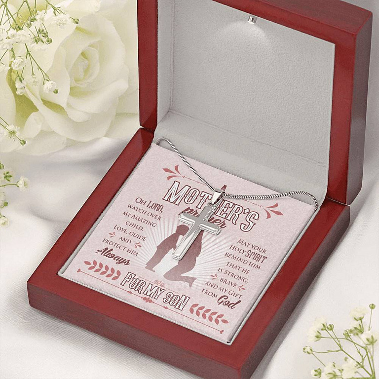 A Mother's Prayer Oh Lord Watch Over My Amazing Child Love Guide And Protect Him Artisan Crafted Cross Necklace