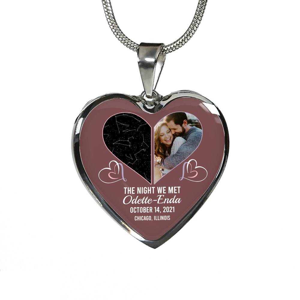 The Night Sky Couple Story Of Us Personalized Photo Heart Pendant Necklace - Custom Names Anniversary Star Map Heart Necklace The Night Sky Couple Story Of Us Personalized Photo Heart Pendant Necklace - Custom Names Anniversary Star Map Heart Necklace