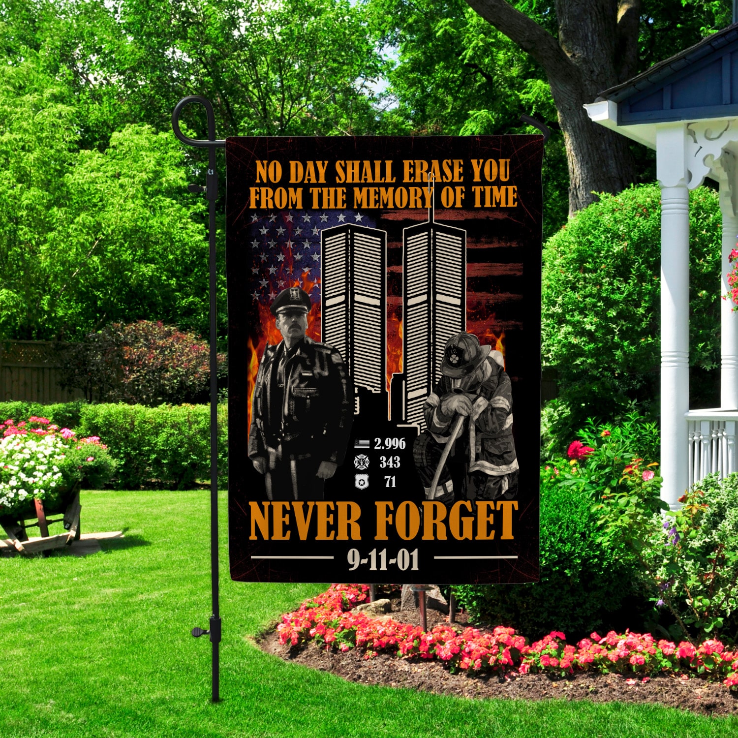 1NH. No Day Shall Garden Flag Mockup 2