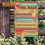 Pool Rules Personalized Pool Rules for Drinkers and Dummies Vintage Decorative Metal Sign - Indoor Outdoor Pool Decor