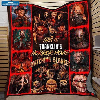 Personalized Name This Is My Horror Watching Movie Blanket Halloween Fleece - Mink Sherpa - Woven Blanket