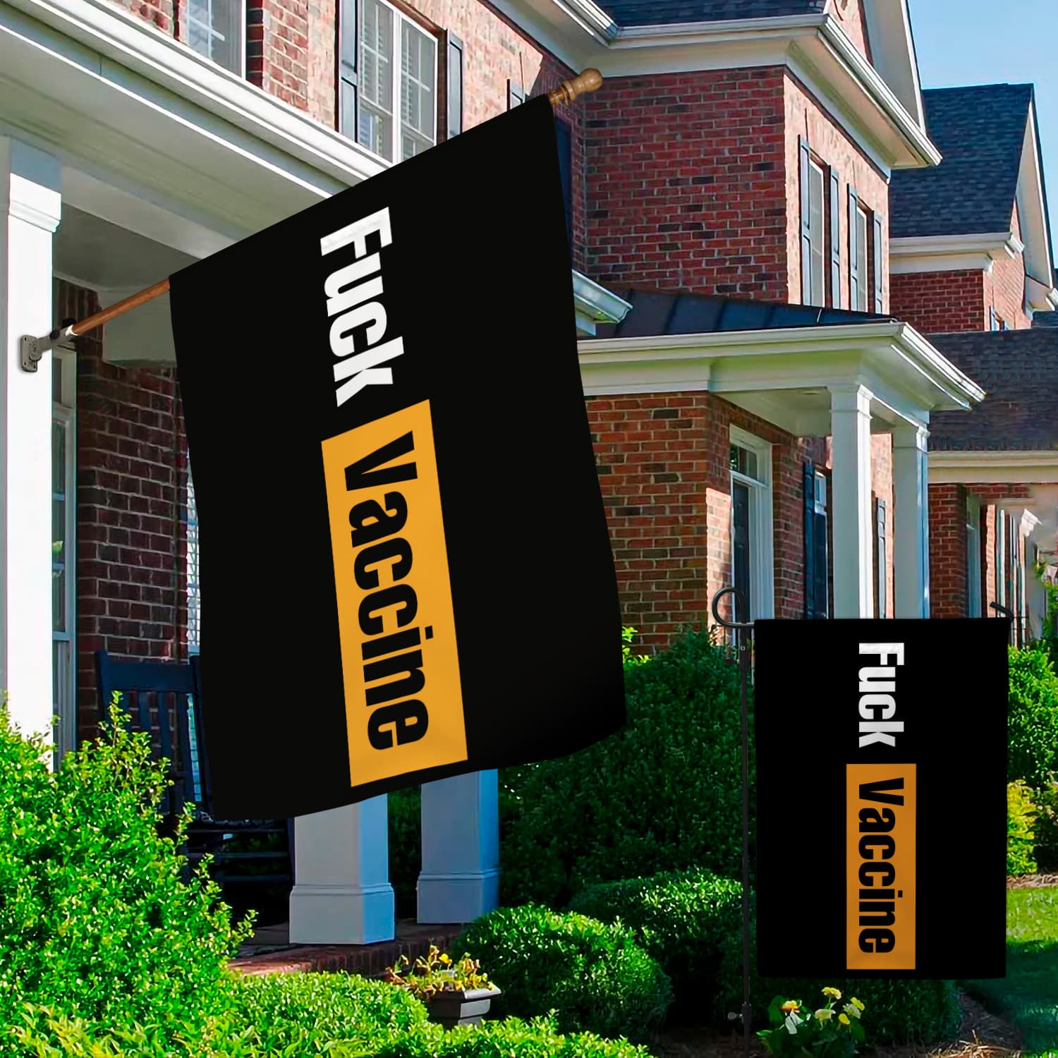 8KNG. Fuck Vaccine (flag) 30x40 Garden & House Mockup 2