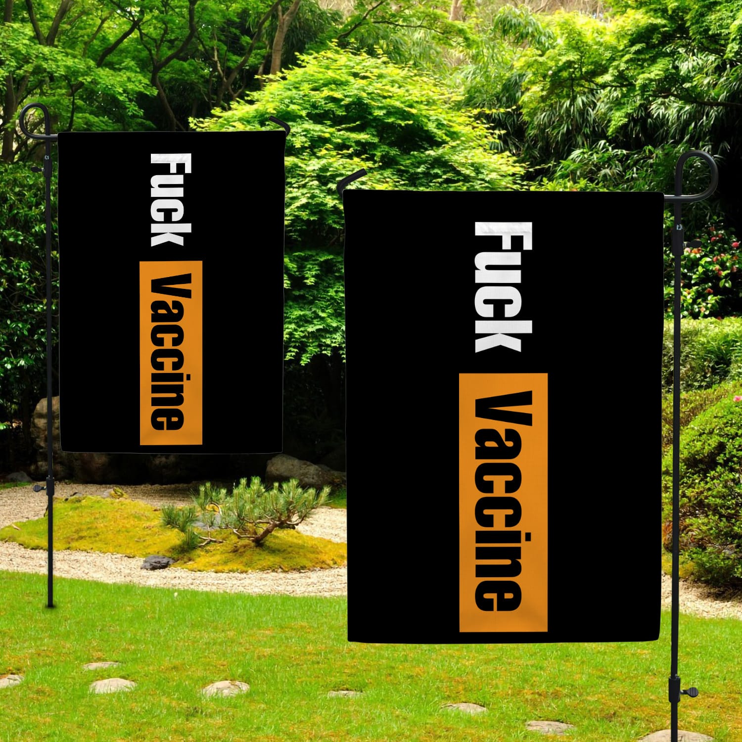 8KNG. Fuck Vaccine (flag) 30x40 Garden Flag Mockup 2 Side