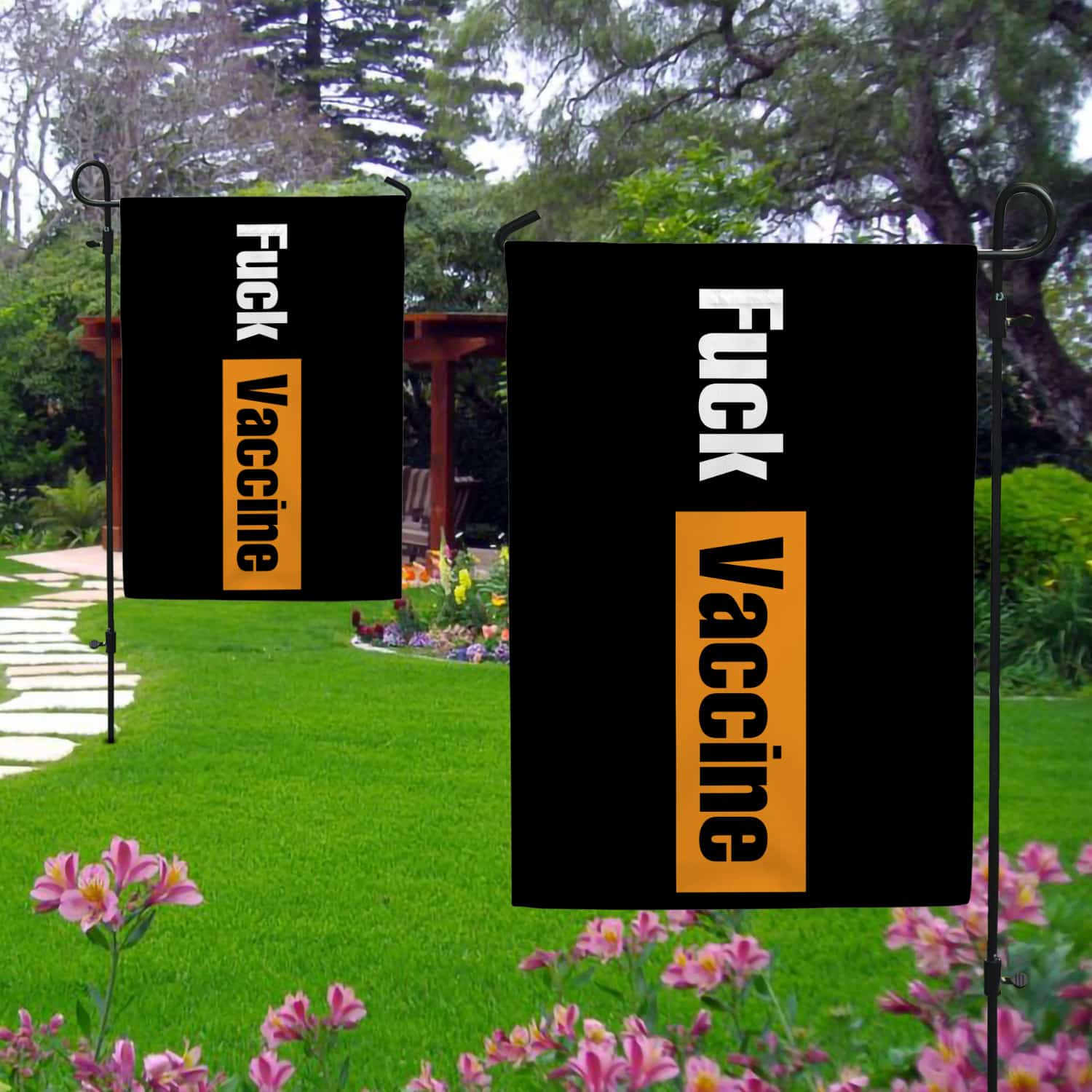 8KNG. Fuck Vaccine (flag) 30x40 Garden Flag Mockup 2 Side-1