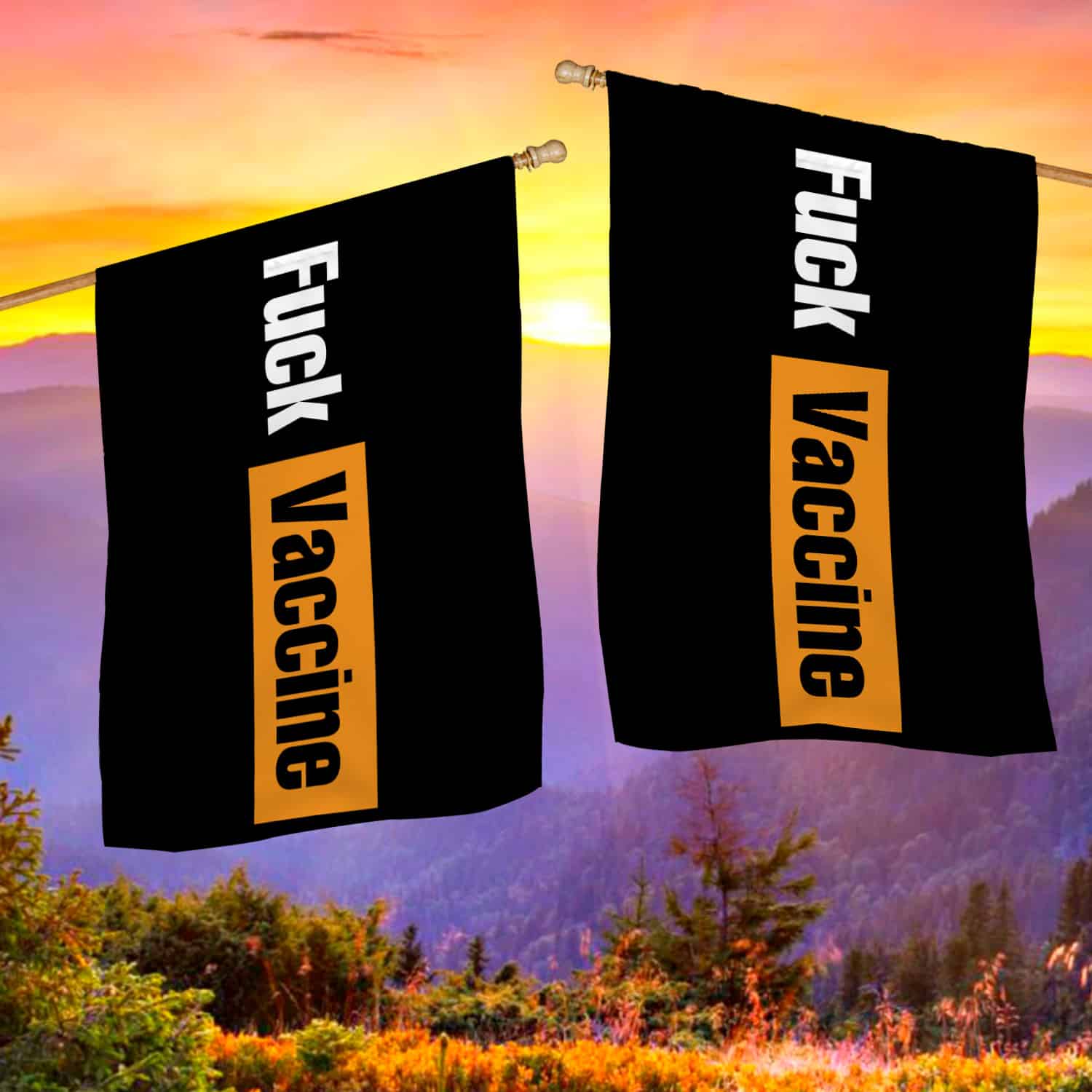 8KNG. Fuck Vaccine (flag) 30x40 House Flag Mockup 2 Side