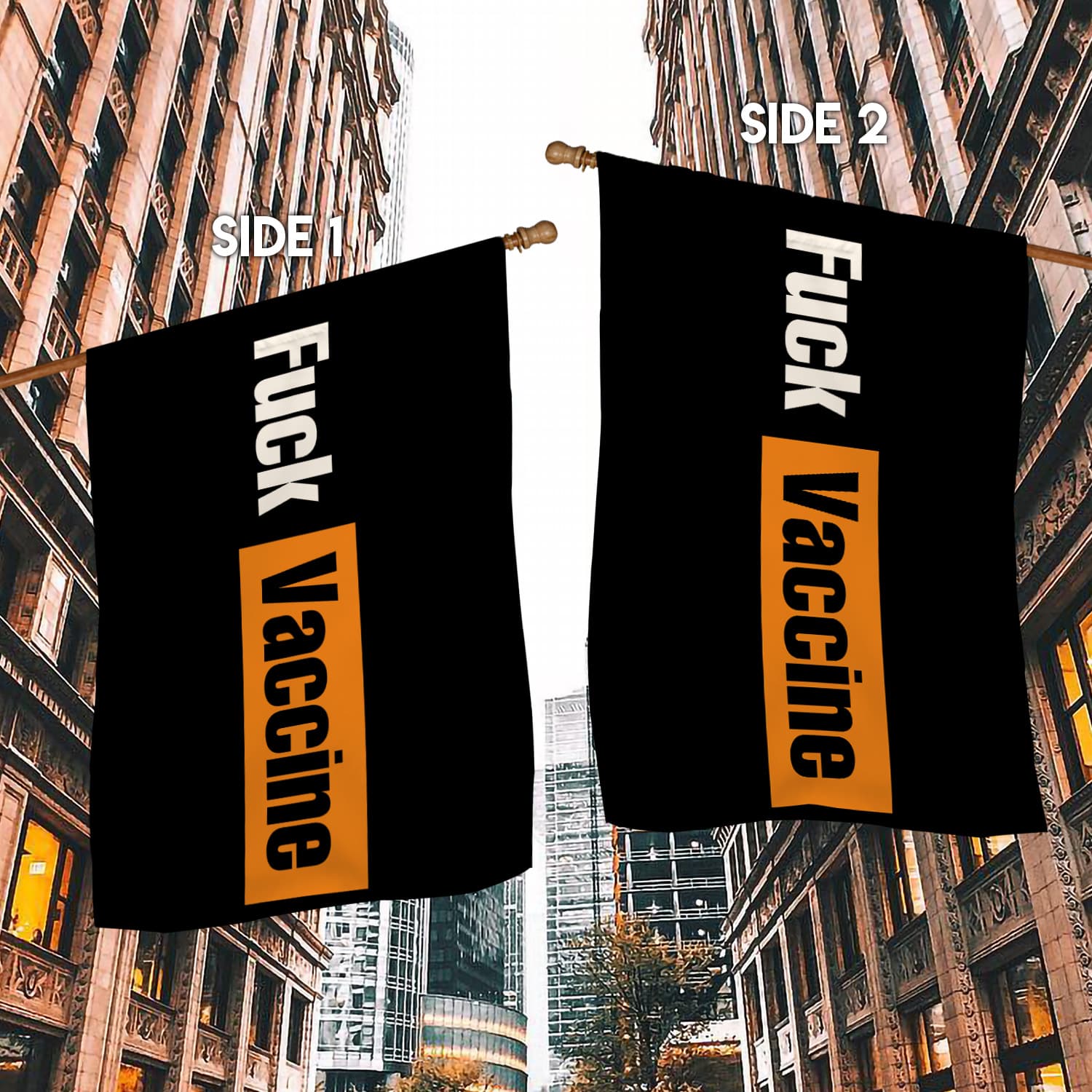 8KNG. Fuck Vaccine (flag) 30x40 House Flag Mockup 2 Side-1
