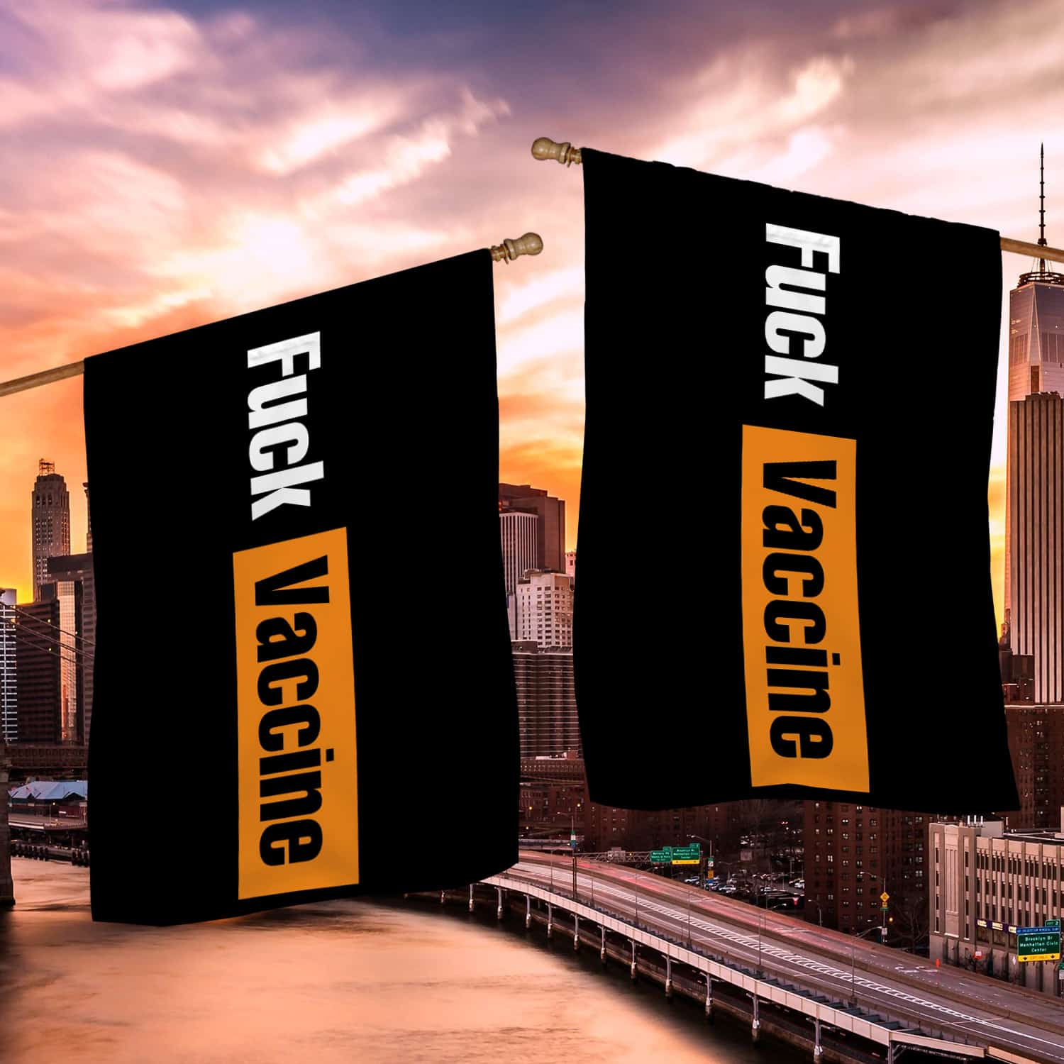 8KNG. Fuck Vaccine (flag) 30x40 House Flag Mockup 2 Side-2