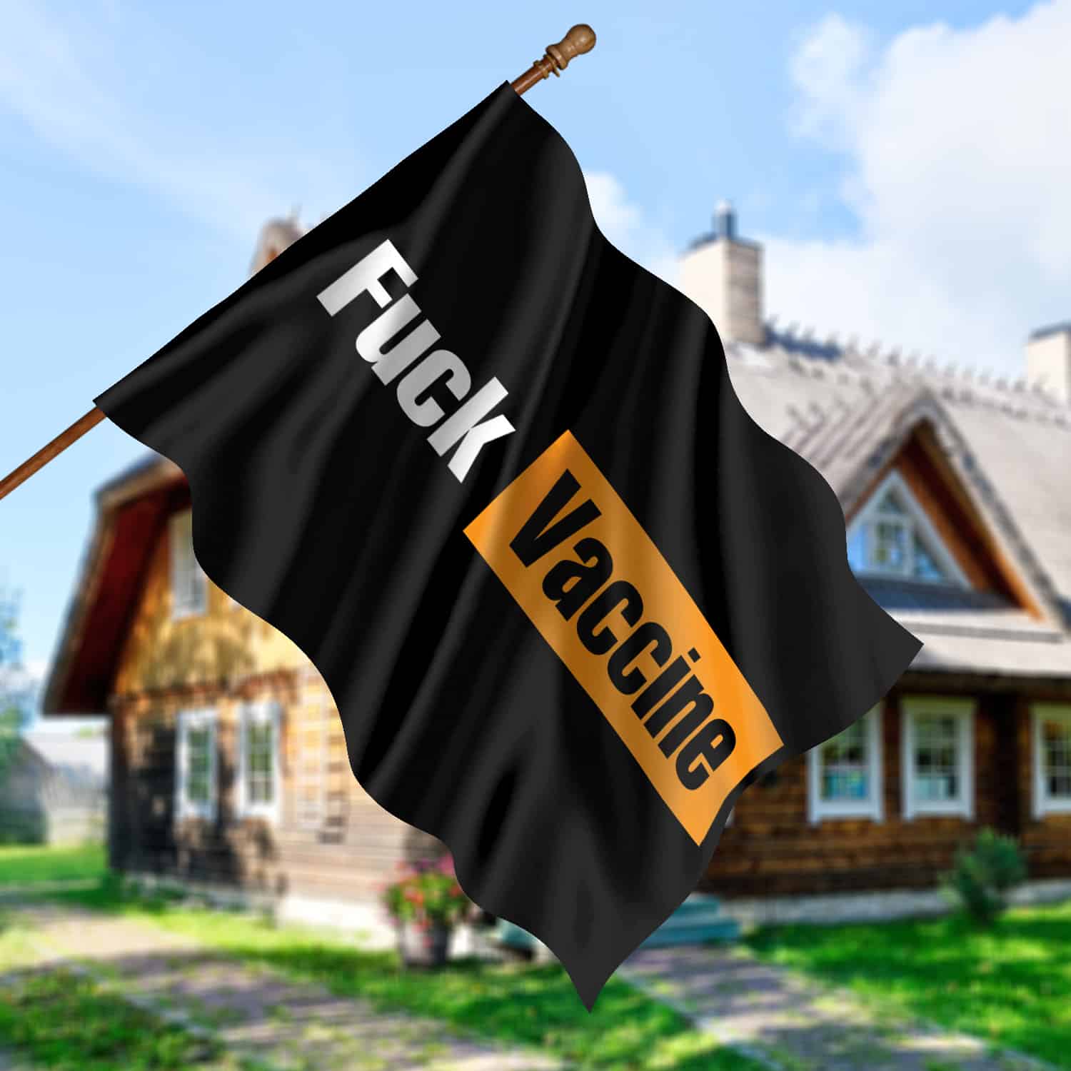 8KNG. Fuck Vaccine (flag) 30x40 House Flag Mockup 5