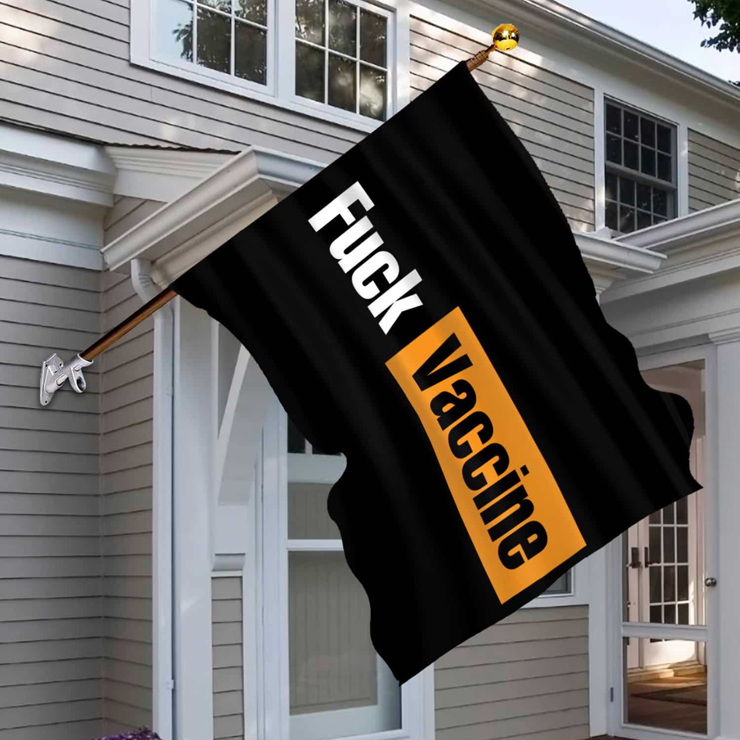 8KNG. Fuck Vaccine (flag) 30x40 House Flag Mockup 6