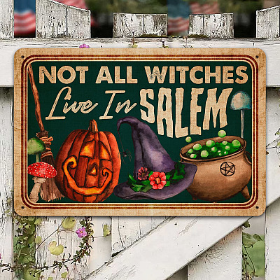 Not All Witches Live In Salem Retro Vintage Decorative Metal Sign - Halloween Decor Farmhouse