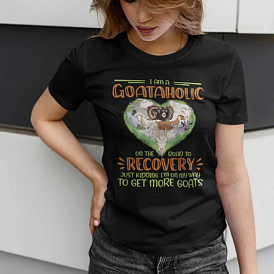 Alternative view of I Am A Goataholic On The Road To Recovery Just Kidding I'm On My Way To Get More Goats T-Shirt - V-Neck Shirt