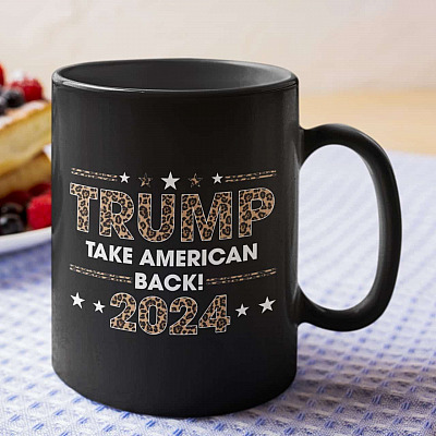 Alternative view of Trump Take America Back 2024 Leopard Support Trump Ceramic Coffee Mug - Water Bottle - Beer Stein