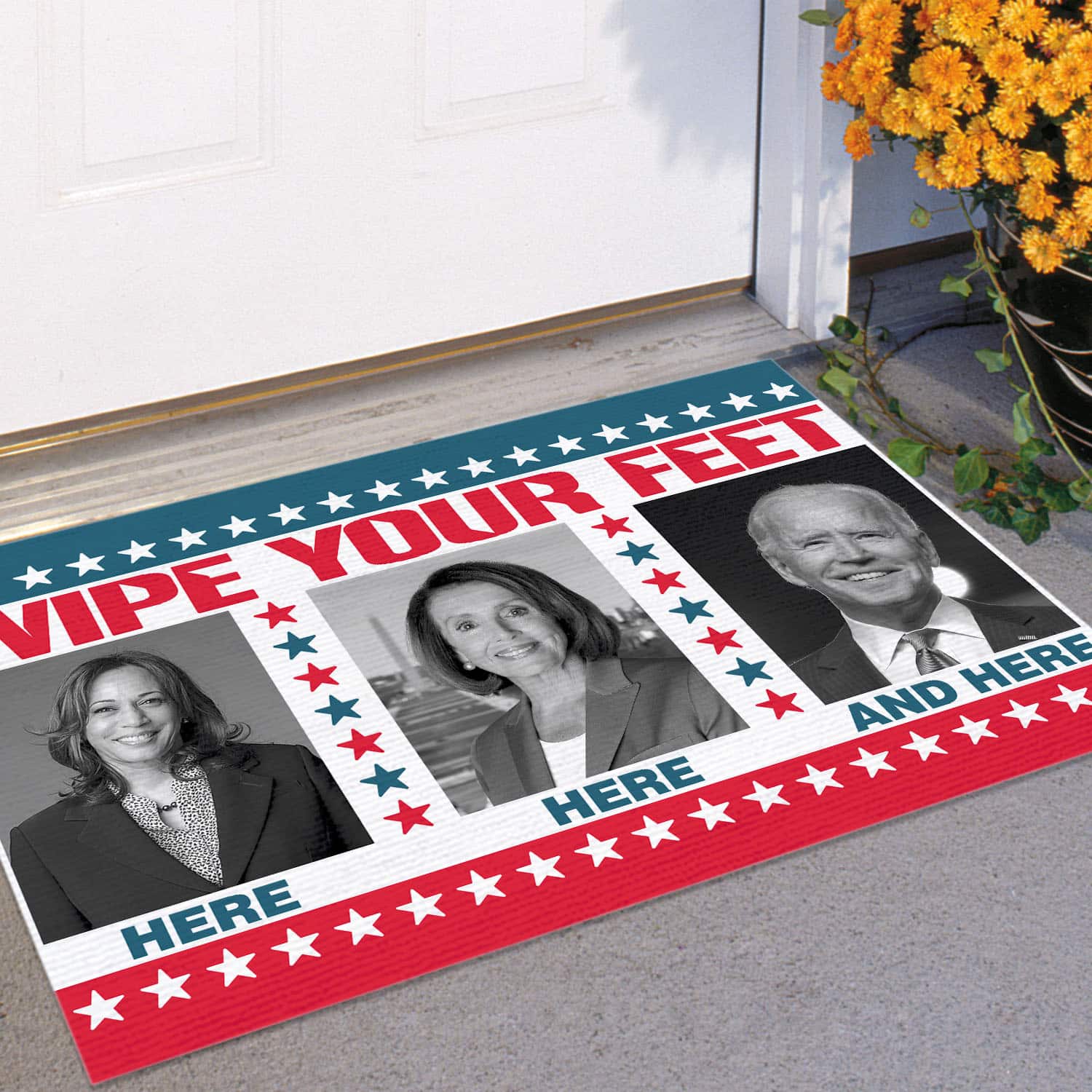 14 HG UU TIEN. Here Here And Here_black white Doormat mockup 11