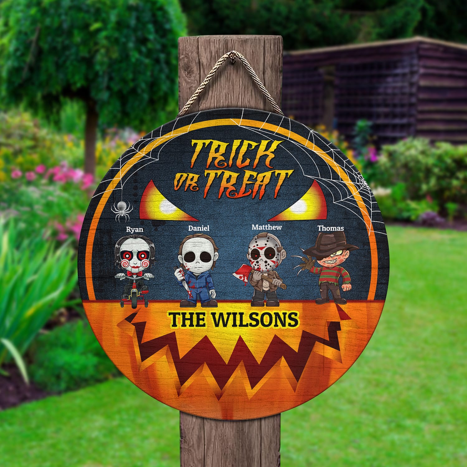 10. Trick or Treat (Sample Design) Door Sign Mockup 2