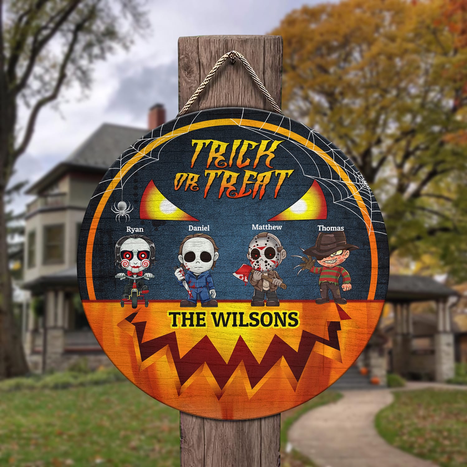 10. Trick or Treat (Sample Design) Door Sign Mockup 3