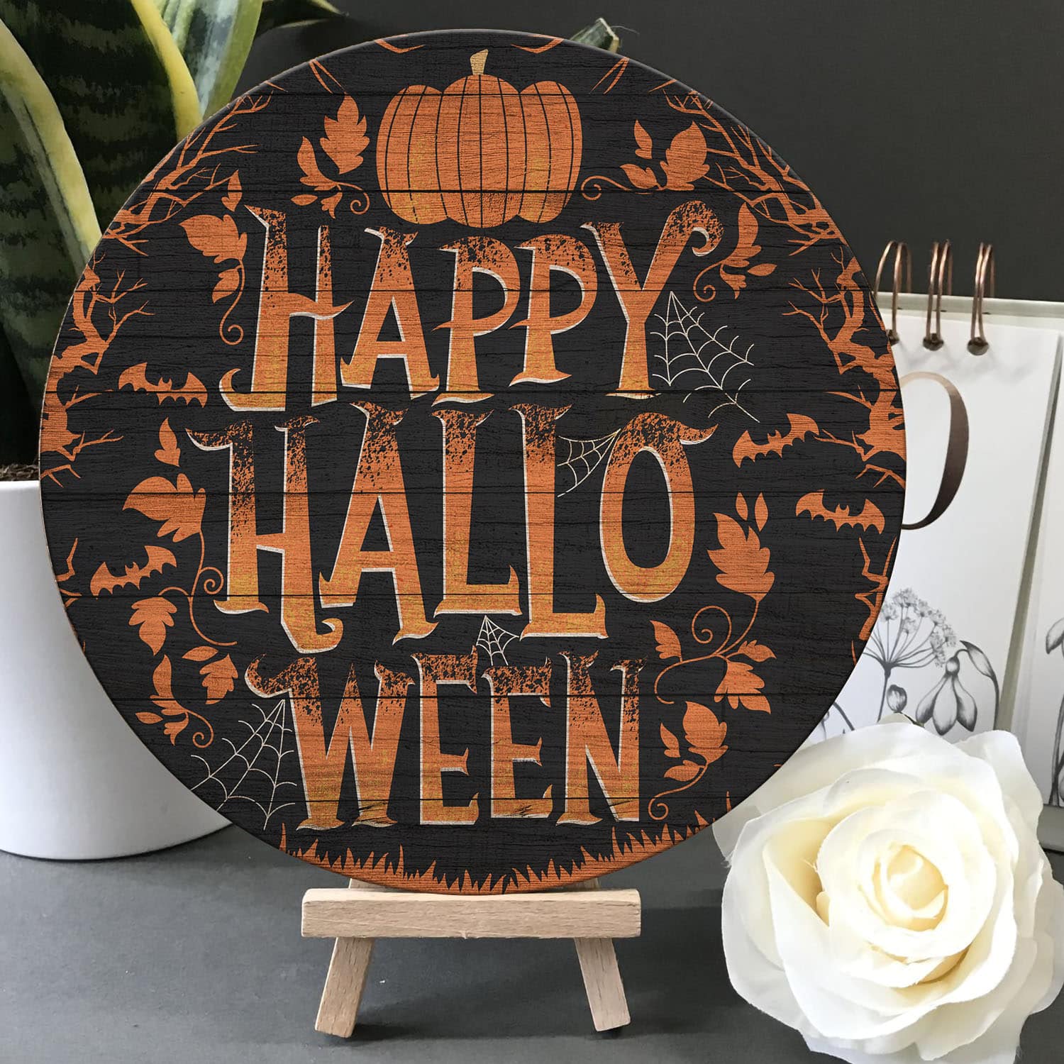 5BN. Happy Halloween Door Sign Door Sign Mockup 5