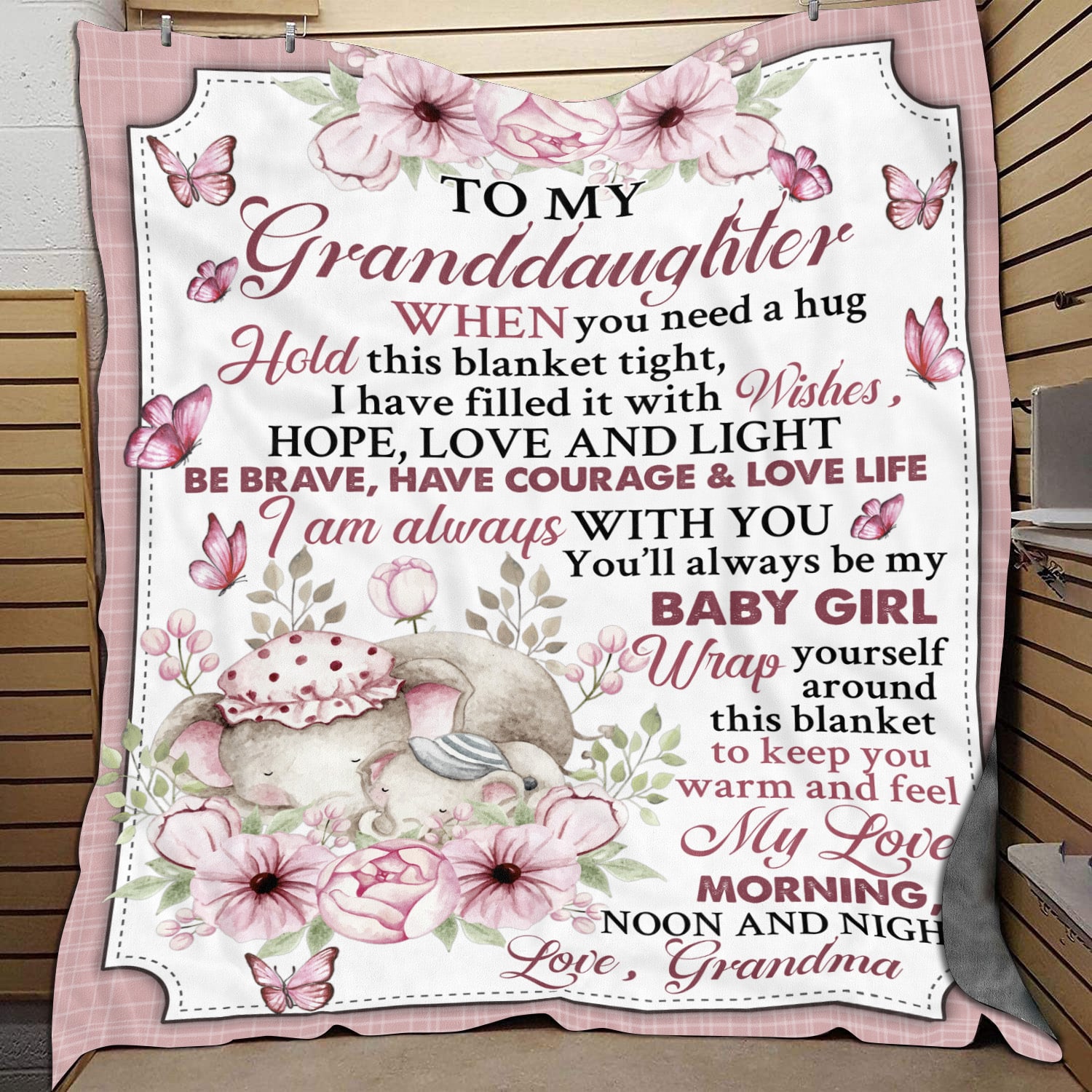 1N.To My Granddaughter Hold When You Need Hug(10) Blanket Mockup 9