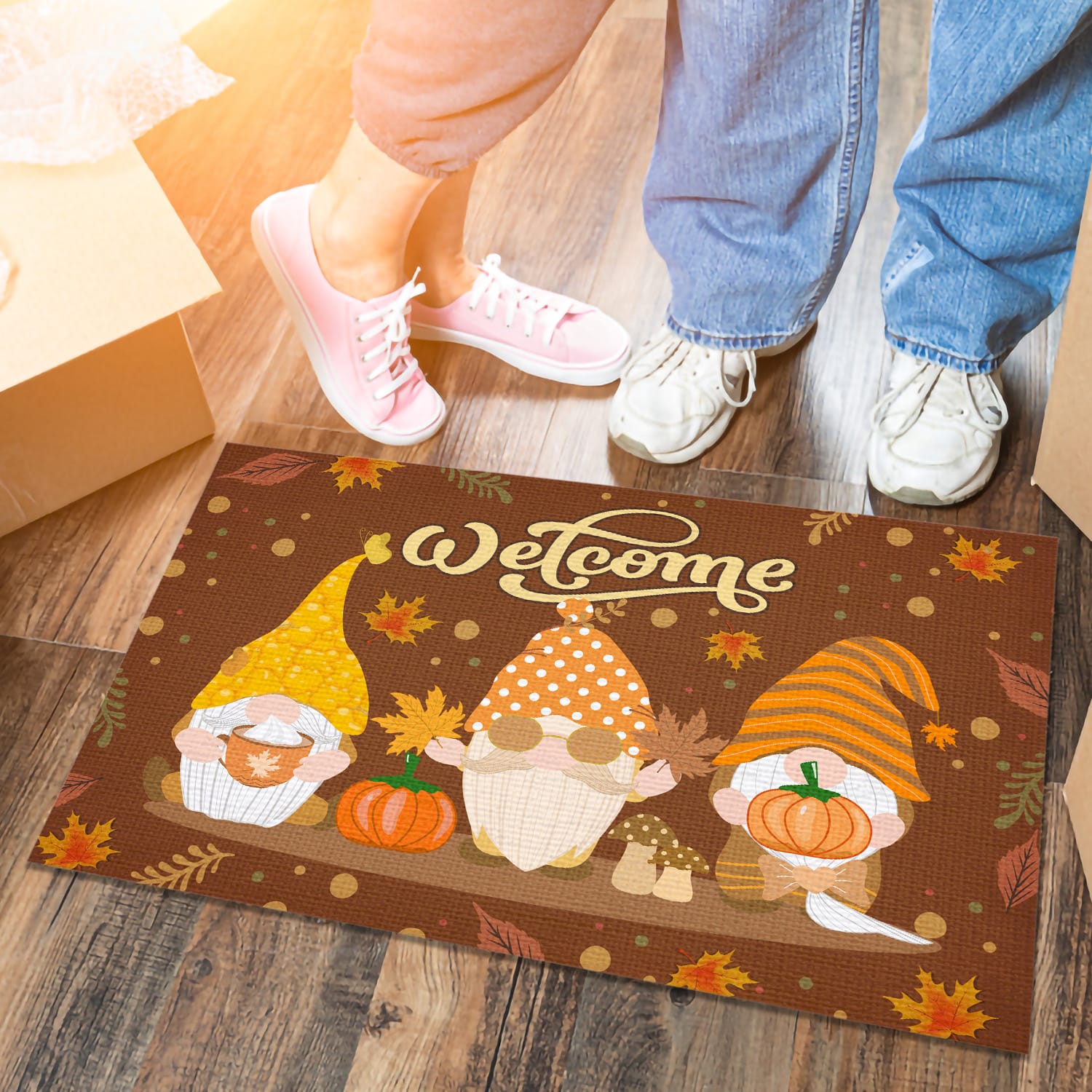 3LV. Gnome Doormat-autumn Doormat mockup 6