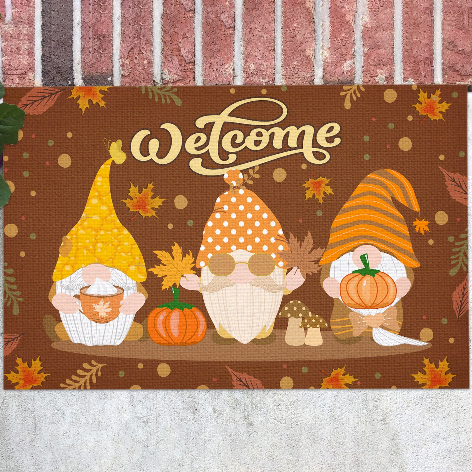 3LV. Gnome Doormat-autumn Doormat mockup 12