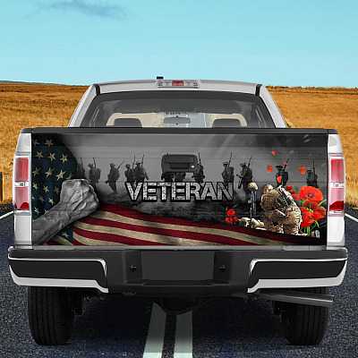 Veteran Truck Veteran Tailgate Decal Sticker Wrap - Lest We Forget Car Stickers