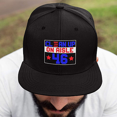 Alternative view of Clean Up On Aisle 46 Not My President Twill Cap - High-Profile Snapback Hat - Trucker Hat