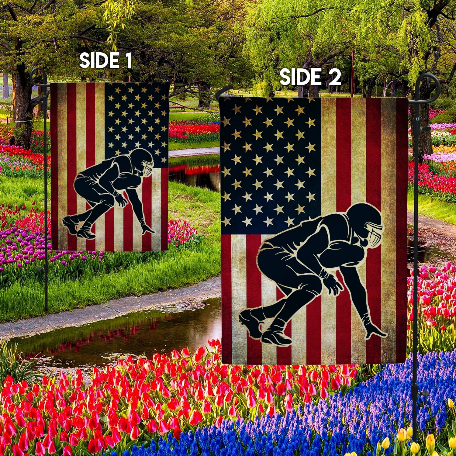 8Th. Lineman American Flag Garden Flag Mockup 2 Side-2