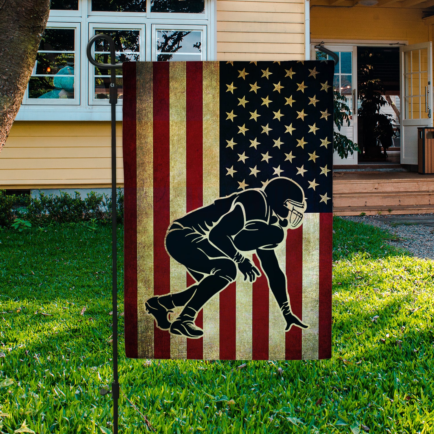 8Th. Lineman American Flag Garden Flag Mockup 3