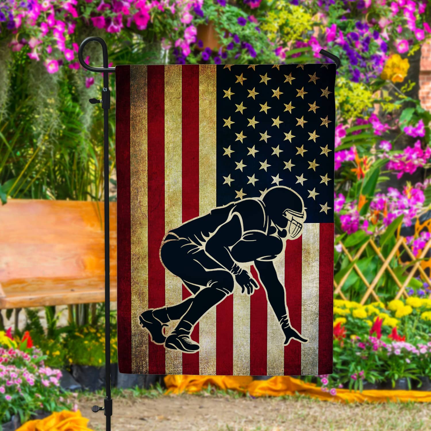 8Th. Lineman American Flag Garden Flag Mockup 4