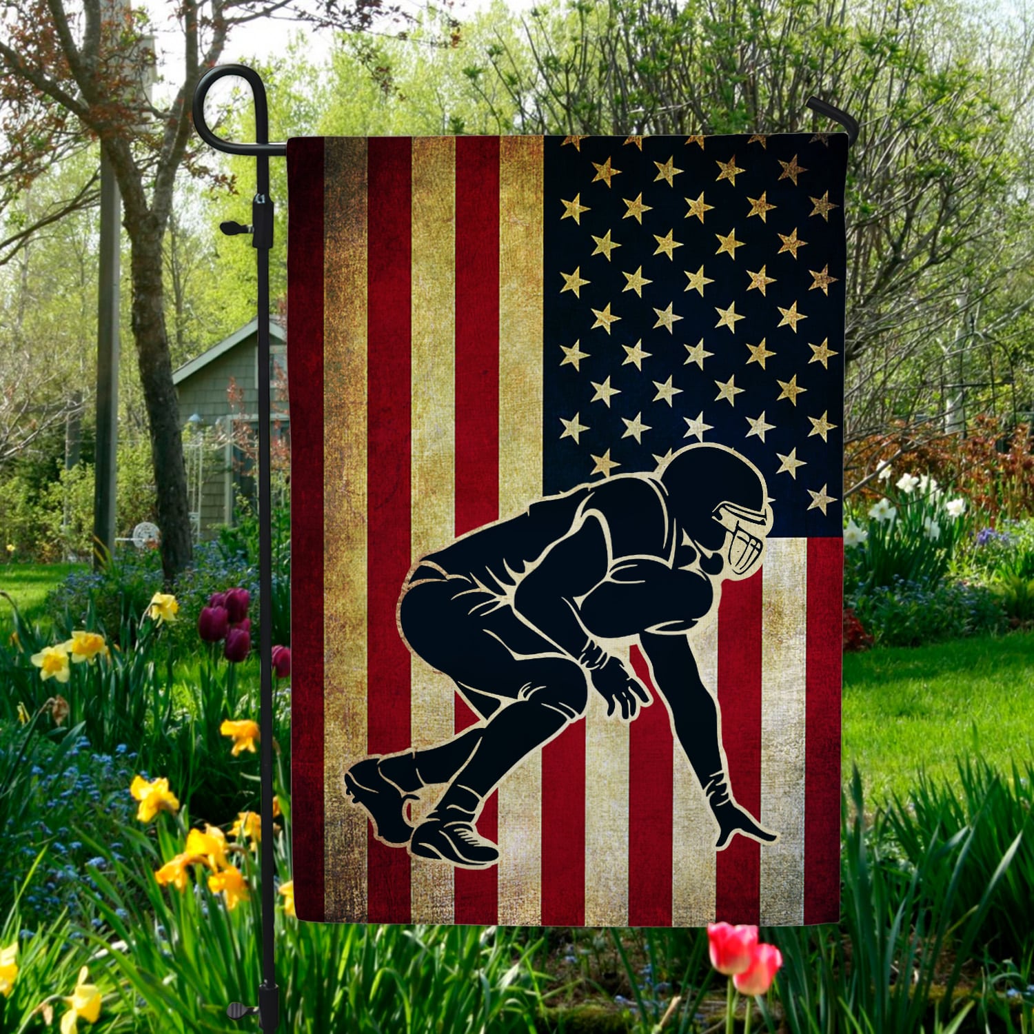 8Th. Lineman American Flag Garden Flag Mockup 5