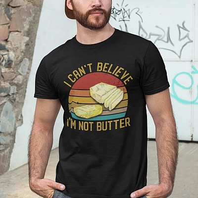 Alternative view of I Can't Believe I'm Not Butter Vintage Retro T-Shirt - V-Neck Shirt