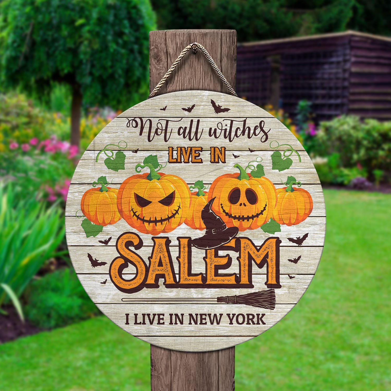 6KT. Not All Witches Live In Salem Door Sign-sample design Door Sign Mockup 2