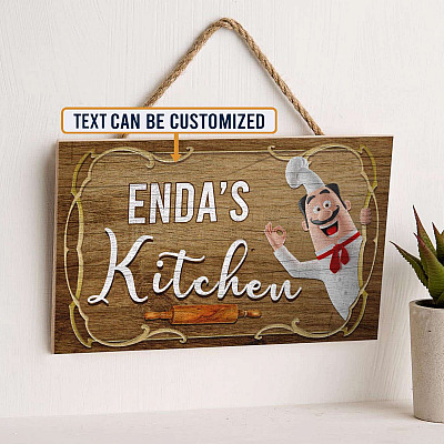 Alternative view of Personalized Name Kitchen Italian Fat Chef Decorative Wooden Door Sign - Kitchen Sign