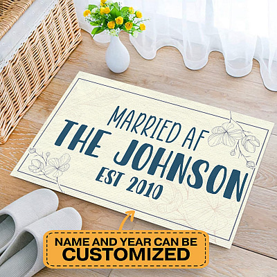 Personalized Married-AF Last Name Housewarming Gift Indoor Outdoor Doormat