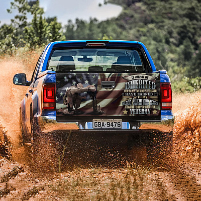 Alternative view of Veteran It Cannot Be Inherited Nor Can It Ever Be Purchased Truck Tailgate Decal Sticker Wrap - Vinyl Graphic Decal Bumper