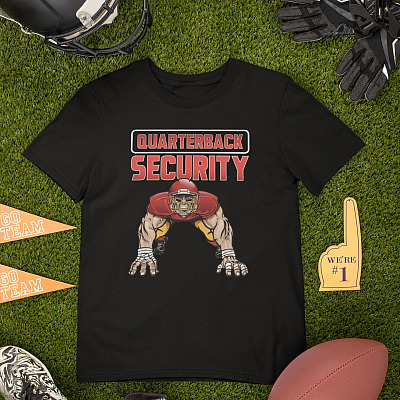 Alternative view of Quarterback Security Lineman Football T-Shirt - Football Quarterback Shirts