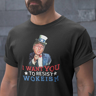 I Want You To Resist Wokeism Funny Trump T-Shirt - V-Neck Shirt
