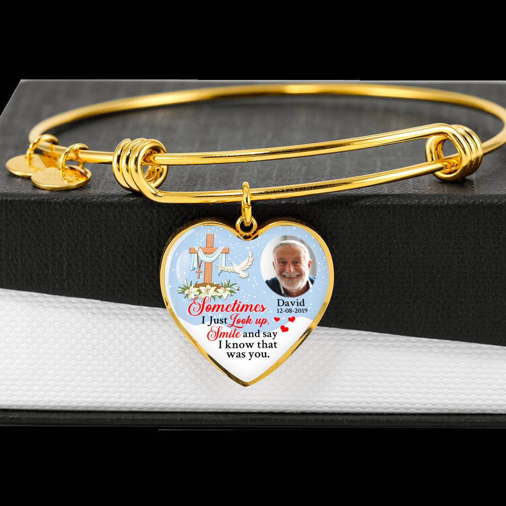 Sometimes I Just Look up Smile and Say I Know that Was You Personalized Photo Memorial Heart Pendant Necklace - Jesus Cross Bangle Sometimes I Just Look up Smile and Say I Know that Was You Personalized Photo Memorial Heart Pendant Necklace - Jesus Cross Bangle