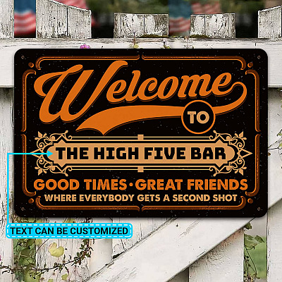 Alternative view of Bar Sign Personalized Good Times Great Friends Where Everybody Gets a Second Shot Retro Decorative Metal Sign Decor