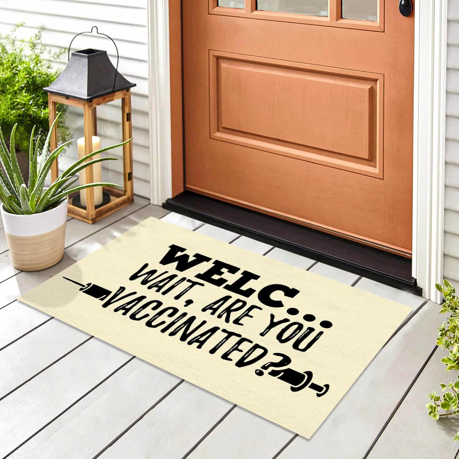 7TM ưu tiên. Welc Vaccinated - Doormat Doormat mockup 8