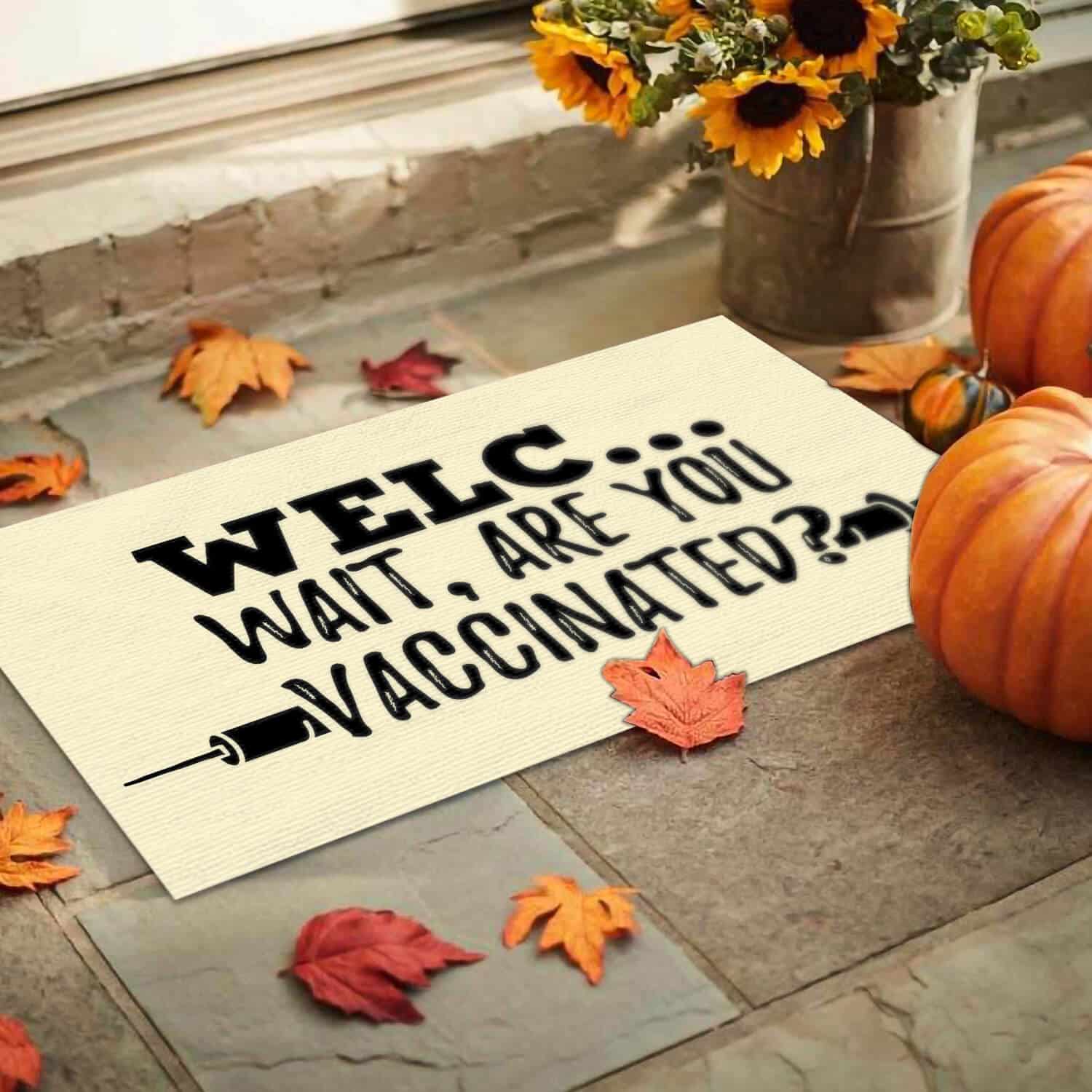 7TM ưu tiên. Welc Vaccinated - Doormat Doormat mockup 9