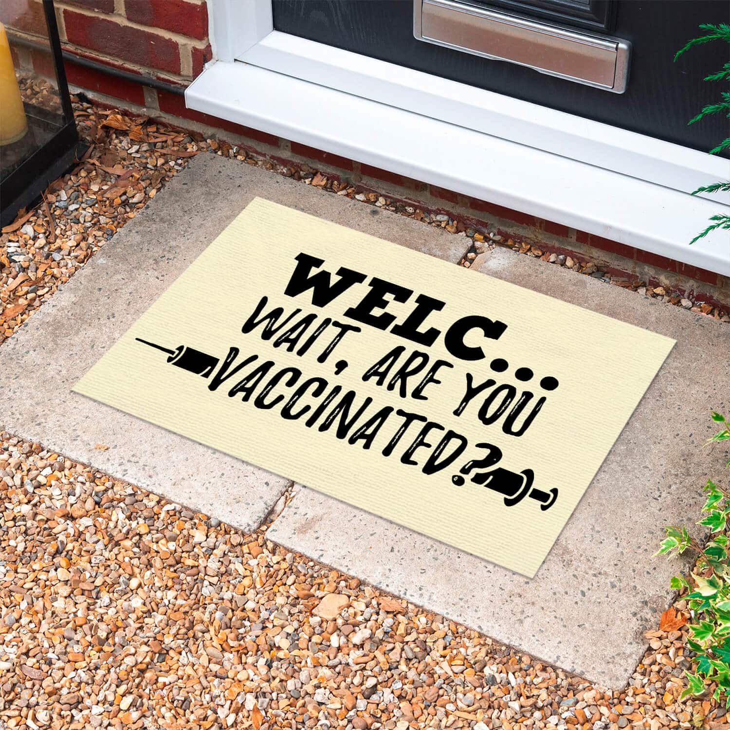 7TM ưu tiên. Welc Vaccinated - Doormat Doormat mockup 10