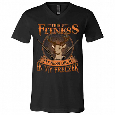 I'm Into Fitness Fit'ness Tshirt, Black, V-Neck T-Shirt