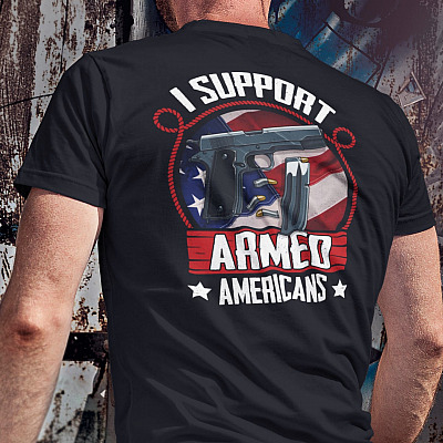I Support Armed Americans Print On Back T-Shirt - V-Neck Shirt