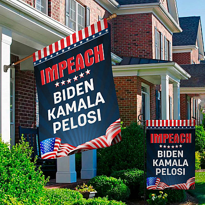 Alternative view of Impeach Biden Kamala Harris Nancy Pelosi Garden Flag - Biden Is Not My President House Flag - Wall Flag